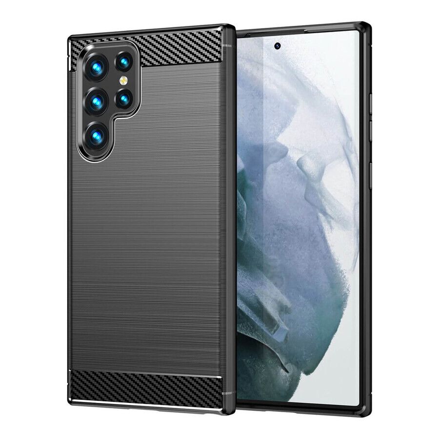 Carbon Caz Samsung Galaxy S23 Ultra flexibil silicon carbon caz negru