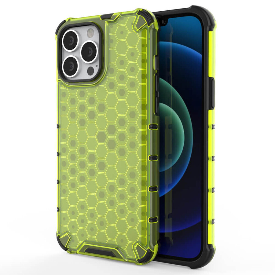 Funda blindada de nido de abeja con marco de gel iPhone 13 Pro Max verde