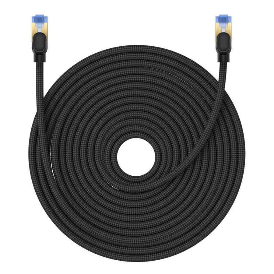 Baseus RJ45 cat.7 10Gbps cablu internet de mare viteză 25m împletit negru