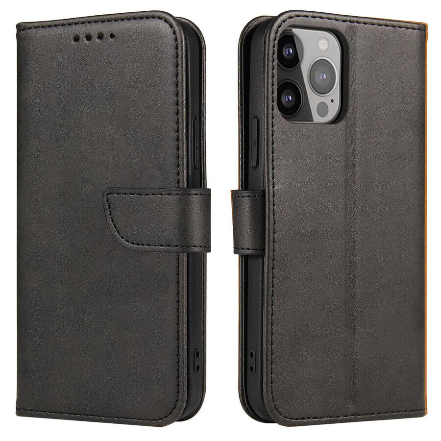 Funda cartera con soporte abatible para iPhone 15 Plus Funda imantada - negro