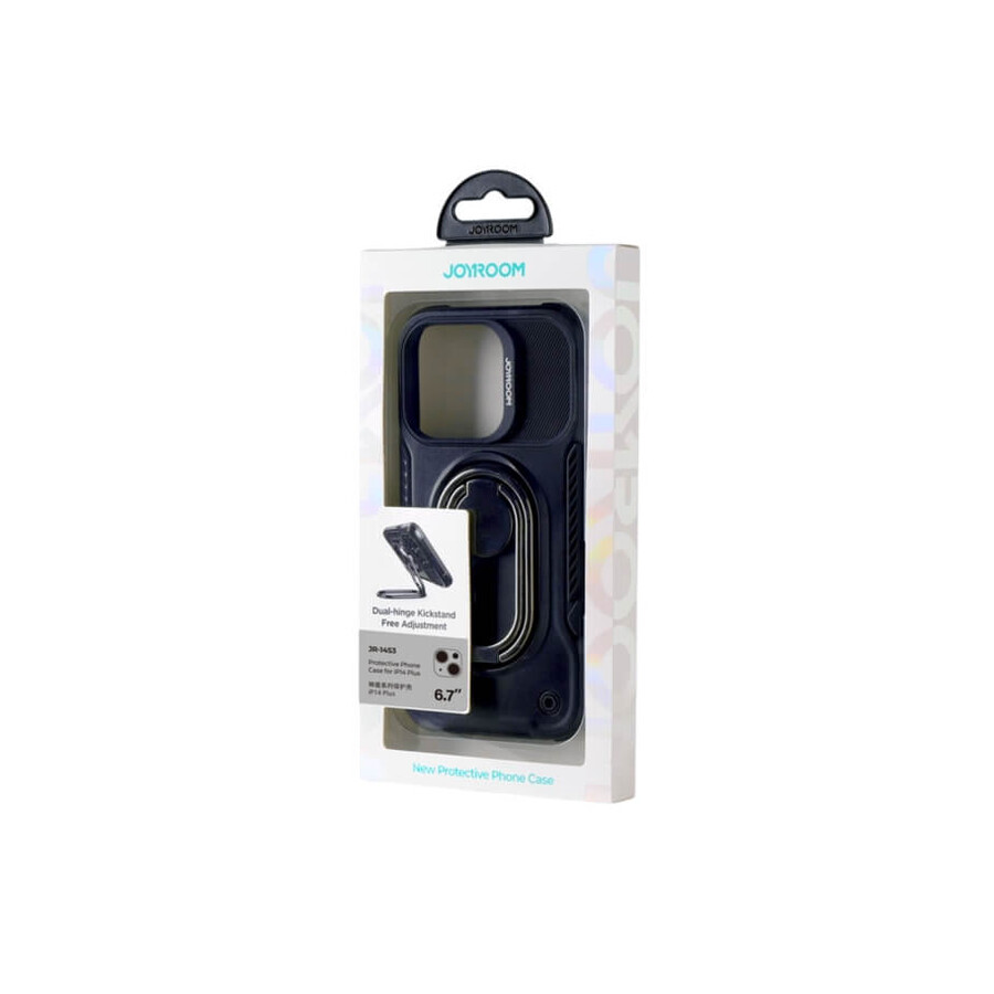 Joyroom Dual Hinge iPhone 14 Plus gepantserd hoesje met standaard ring houder zwart
