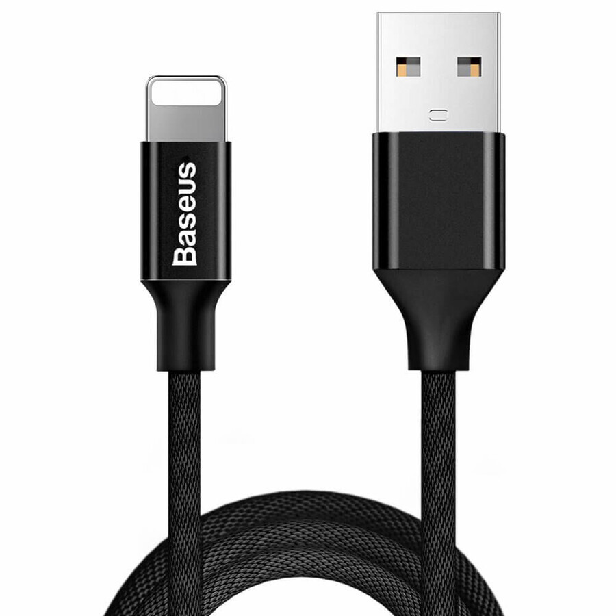 Baseus Yiven cavo USB / Lightning intrecciato in tessuto da 1,8 m nero (CALYW-A01)