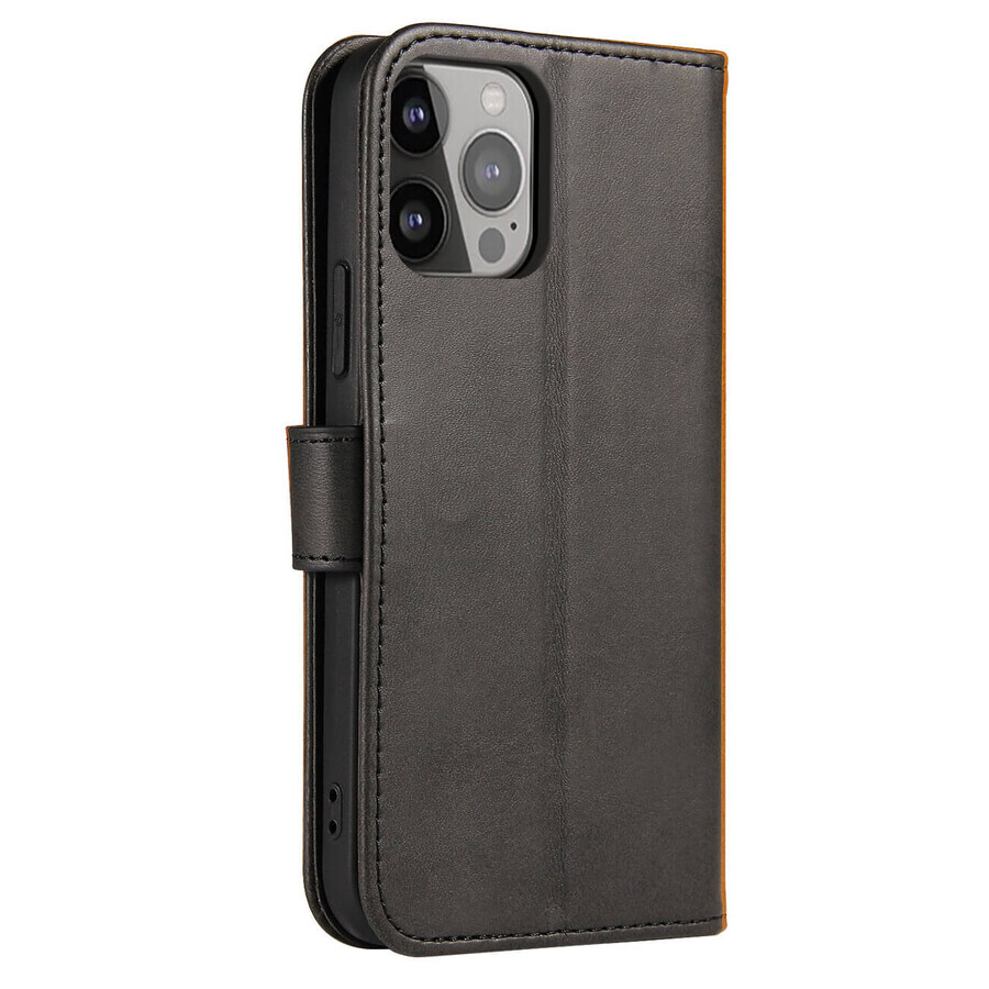 Etui portefeuille avec rabat de base pour iPhone 15 Pro Max Magnet Case - noir