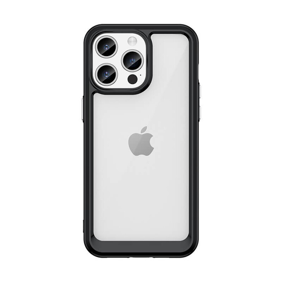 Funda reforzada con marco flexible para iPhone 15 Pro Max Outer Space - negro