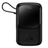 Baseus Qpow Digital Display powerbank con ricarica rapida 10000mAh 22.5W QC/PD/SCP/FCP con cavo USB-C integrato nero