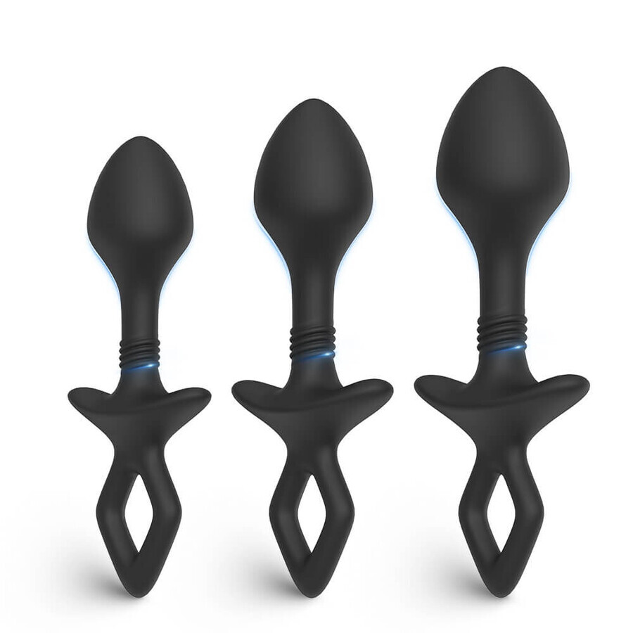 S-Hande FlexiCore Black anal plug set, 3 pieces