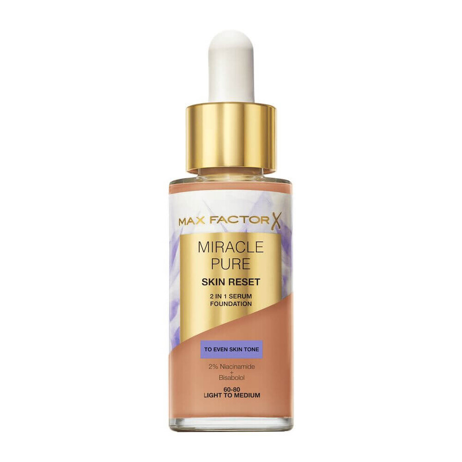 Max Factor Miracle Pure 2-in-1 Skin Reset Nourishing Serum Primer mit veganer Formel 60-80 Light to Medium, 30 ml