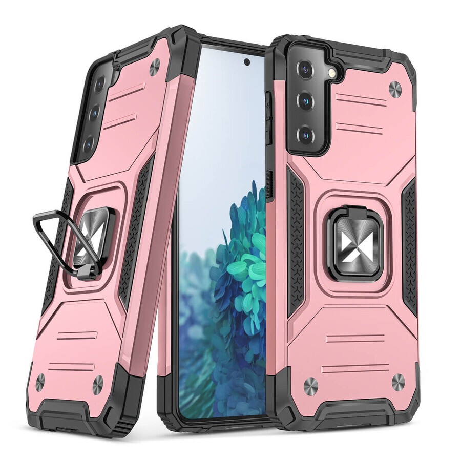 Wozinsky Ring Armor armored hybrid case cover + magnetic holder Samsung Galaxy S22+ (S22 Plus) pink
