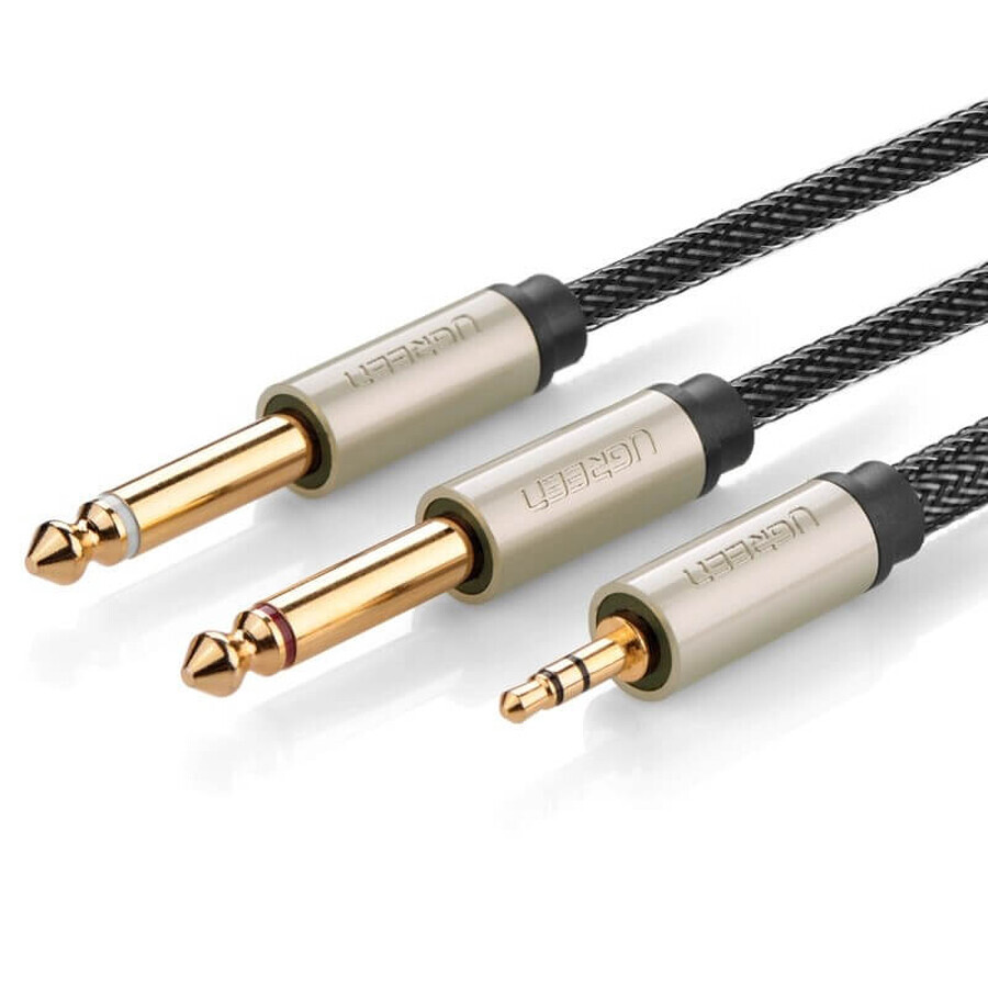 Ugreen câble audio mini jack 3.5mm - 2 x jack 6.35mm 2m gris (AV126)