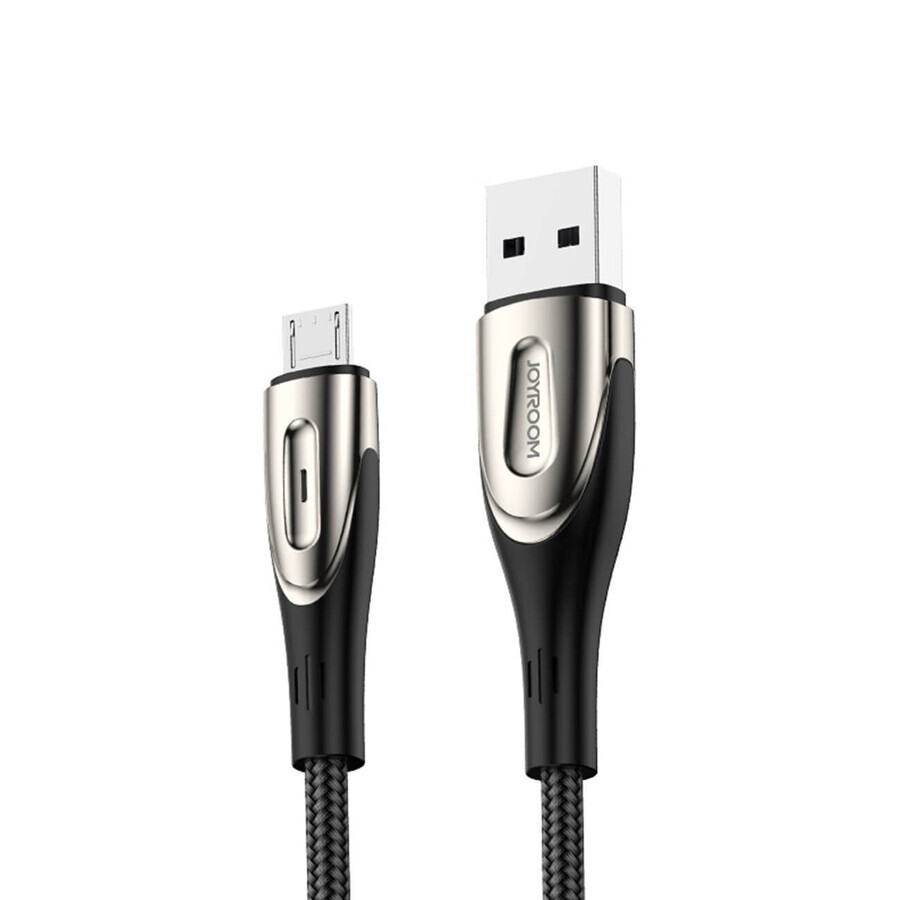 Joyroom Sharp Series S-M411 USB-A / micro USB 3A 1.2m cable with charging indicator - black