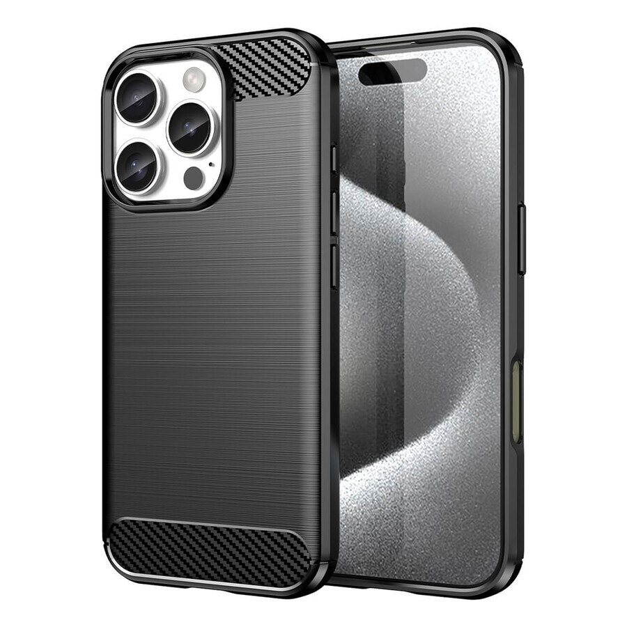 Silicone Carbon Case for iPhone 16 Pro - black