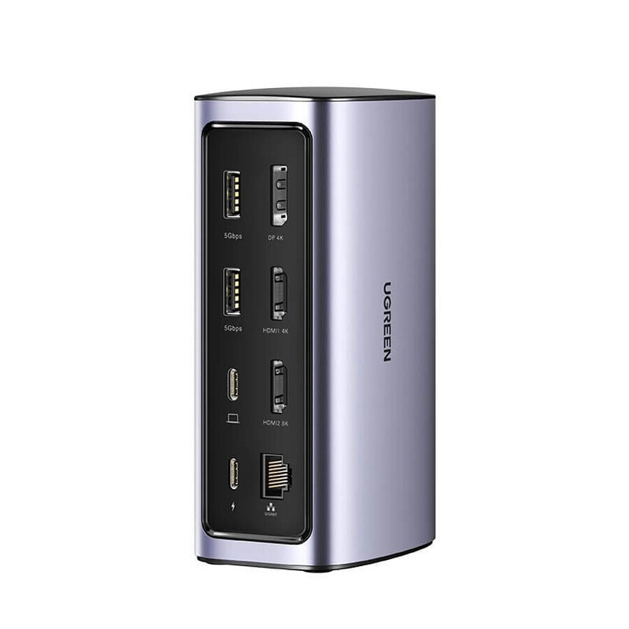 Ugreen docking station multifunzionale HUB 12in1 USB C USB HDMI DP RJ45 AUX SD TF grigio (CM555)