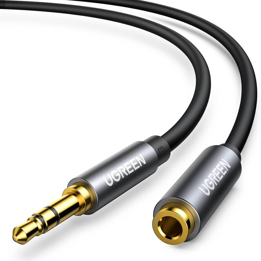 Ugreen AV118 10592 minijack 3,5 mm (mannetje) / minijack 3,5 mm (vrouwtje) kabel 1m - zilver
