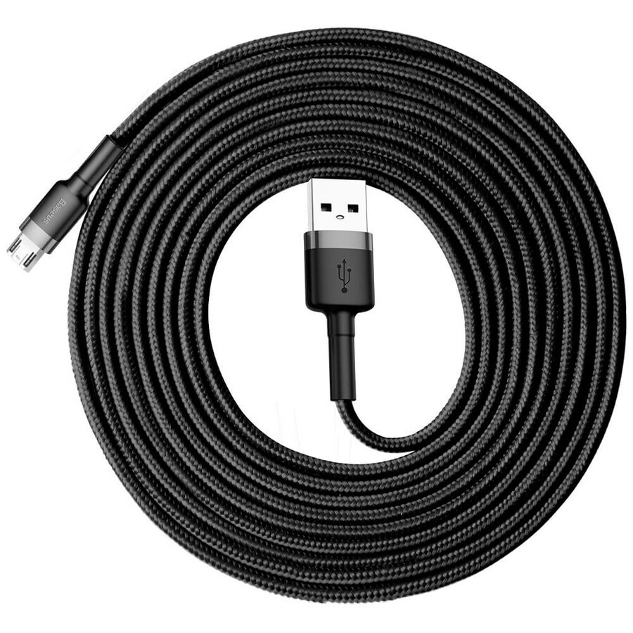 Baseus Cafule Cable câble nylon robuste USB / micro USB 2A 3M noir-gris (CAMKLF-HG1)