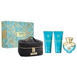 Versace Dylan Turquoise Pour Femme Set Eau de Toilette, 100 ml + Shower Gel, 100 ml + Body Gel, 100 ml + Cosmetic Bag