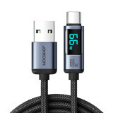 Joyroom Prism Series A16 Câble USB-C / USB-A 66W 1,2m avec écran LED - noir