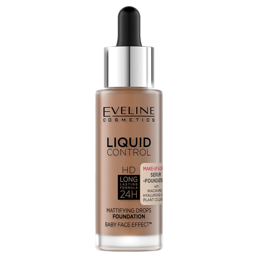 Eveline Cosmetics Liquid Control HD Mattifying Face Primer with niacinamide 065 Toffee, 32 ml
