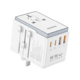 Dudao A65Pro 65W UE / SUA / JP / AUS / UK 2x USB-C 2x USB-A adaptor de călătorie - alb