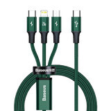 Baseus Rapid Series 3in1 USB-C - Cavo USB-C / Lightning / micro USB 20W PD 1,5 m - verde