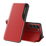 Carcasă Eco Leather View pentru Samsung Galaxy S23+ cu suport flip cover roșu