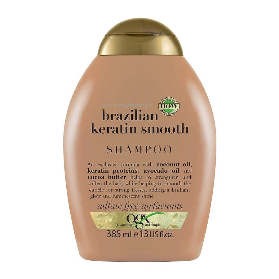 OGX Ever Straightening + Brazilian Smoothing Shampoo mit brasilianischem Keratin, 385 ml