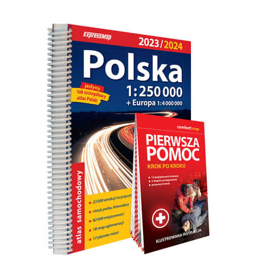 Polen autoatlas + eerste hulp handleiding 1:250 000