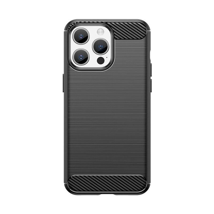 Custodia flessibile con motivo al carbonio per iPhone 15 Pro Max Carbon Case - nero