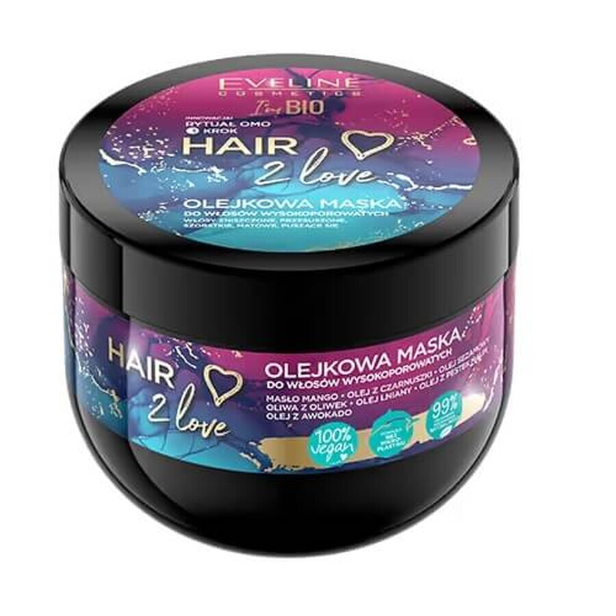Eveline Cosmetics Hair 2 Love Oil Mask voor zeer poreus haar, 300 ml