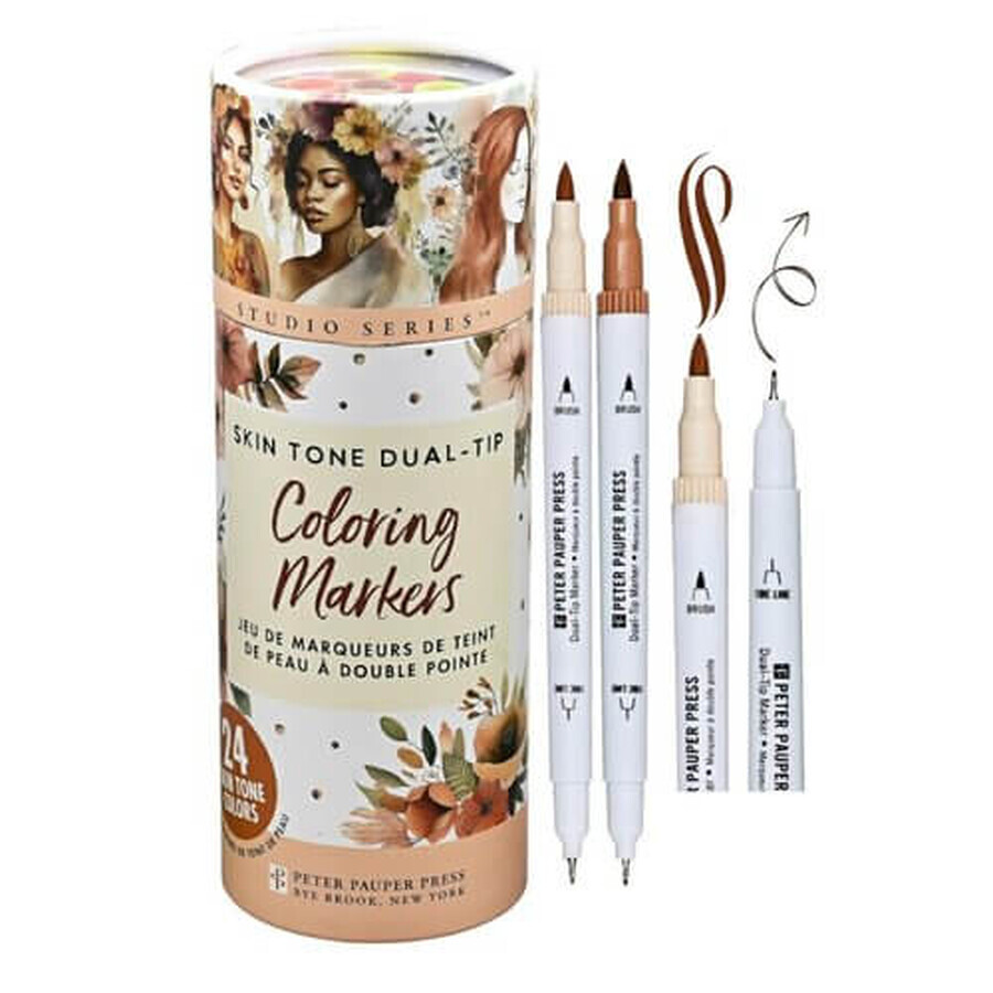 Dual-Tip flesh-colored markers 24 colors Peter Pauper Press