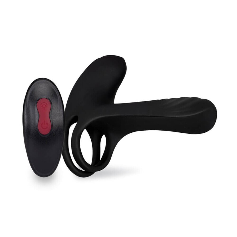 S-Hande Frank-RTC Remote Controlled Penis Overlay with 9 Vibration Modes Black
