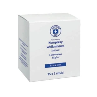 EHBO-doos ABC, Steriele vlieskompressen 4 lagen 30g 5cm x 5cm, 25 x 2 stuks