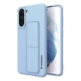 Wozinsky Kickstand Case silicone case with stand Samsung Galaxy S21+ 5G light blue.