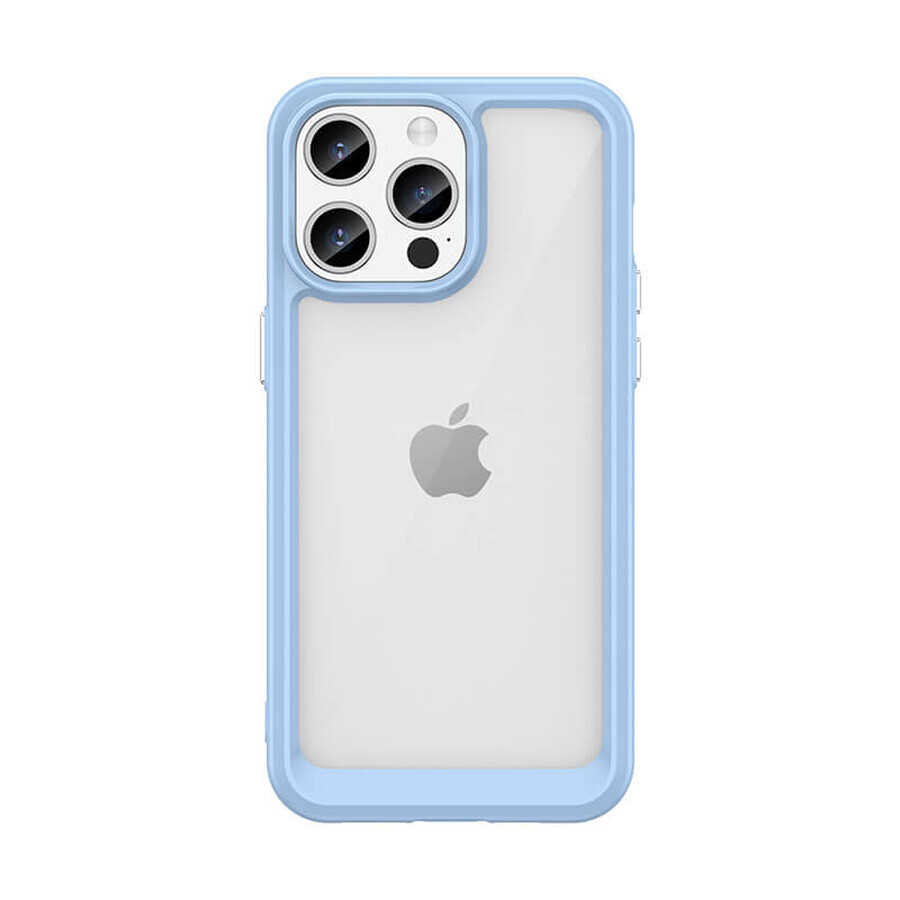 Étui renforcé avec cadre flexible pour iPhone 15 Pro Outer Space - bleu