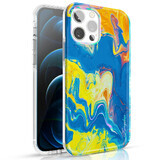 Carcasă colorată Kingxbar Watercolour Series pentru iPhone 12 Pro Max galben-albastru