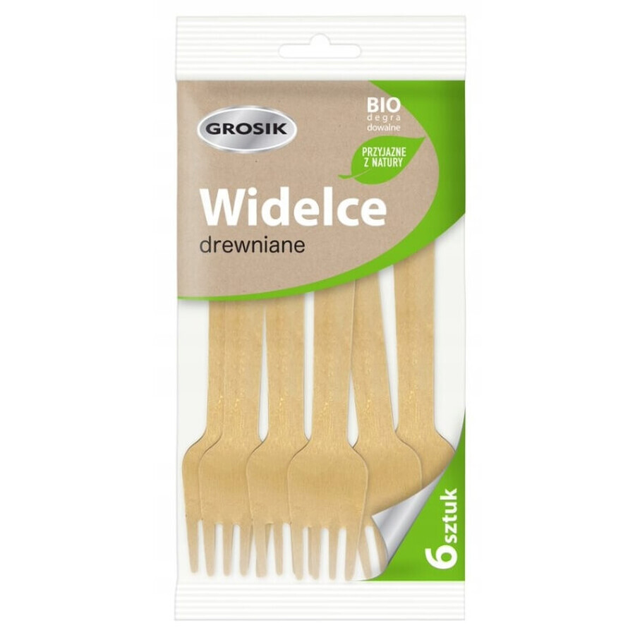 Jan Niezbędny Fourchettes en bois jetables, 6 pièces