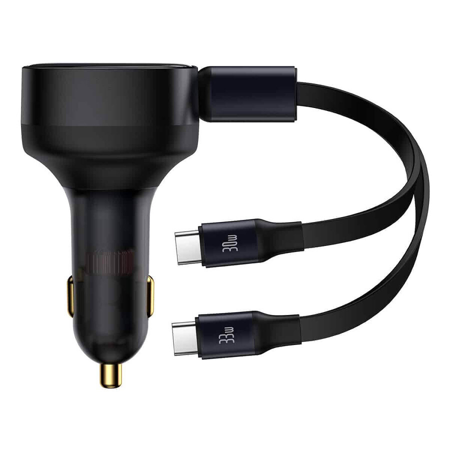 Caricabatterie da auto Baseus Enjoyment 2-in-1 33W 2x USB C (maschio) - nero
