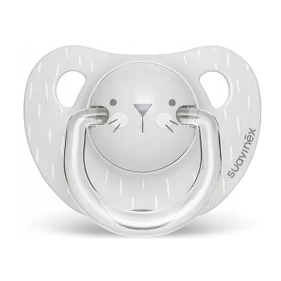 Suavinex, Tétine anatomique en silicone +18m Chat gris