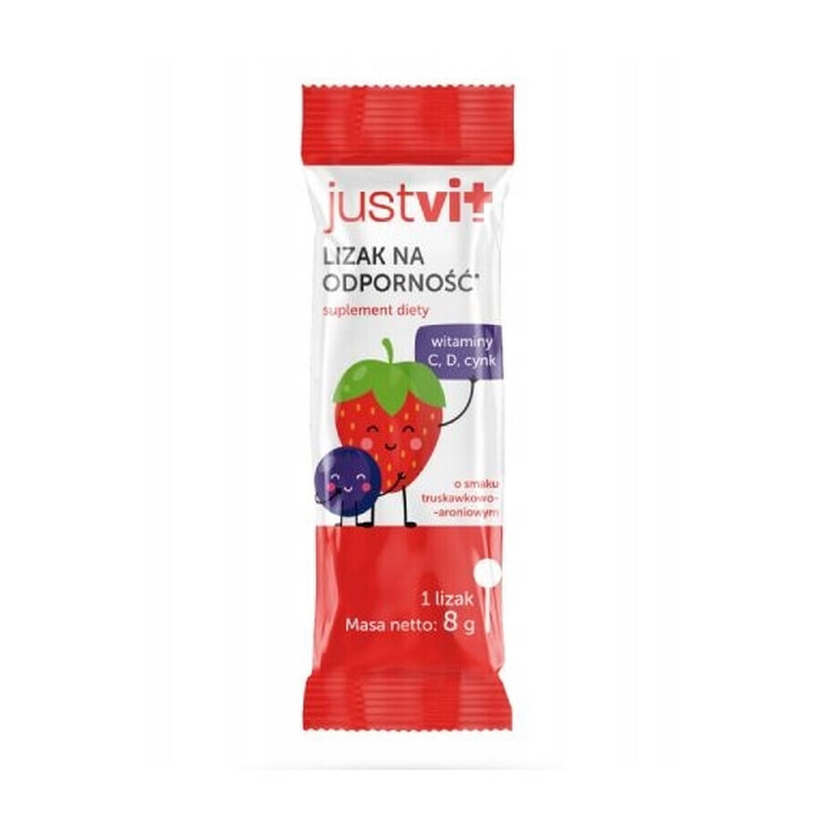 Justvit Lollipop per l'immunità fragola e rabarbaro, 1 pezzo