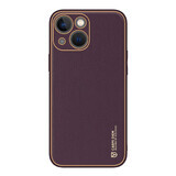 Dux Ducis Yolo iPhone 14 Plus case elegant eco leather cover purple