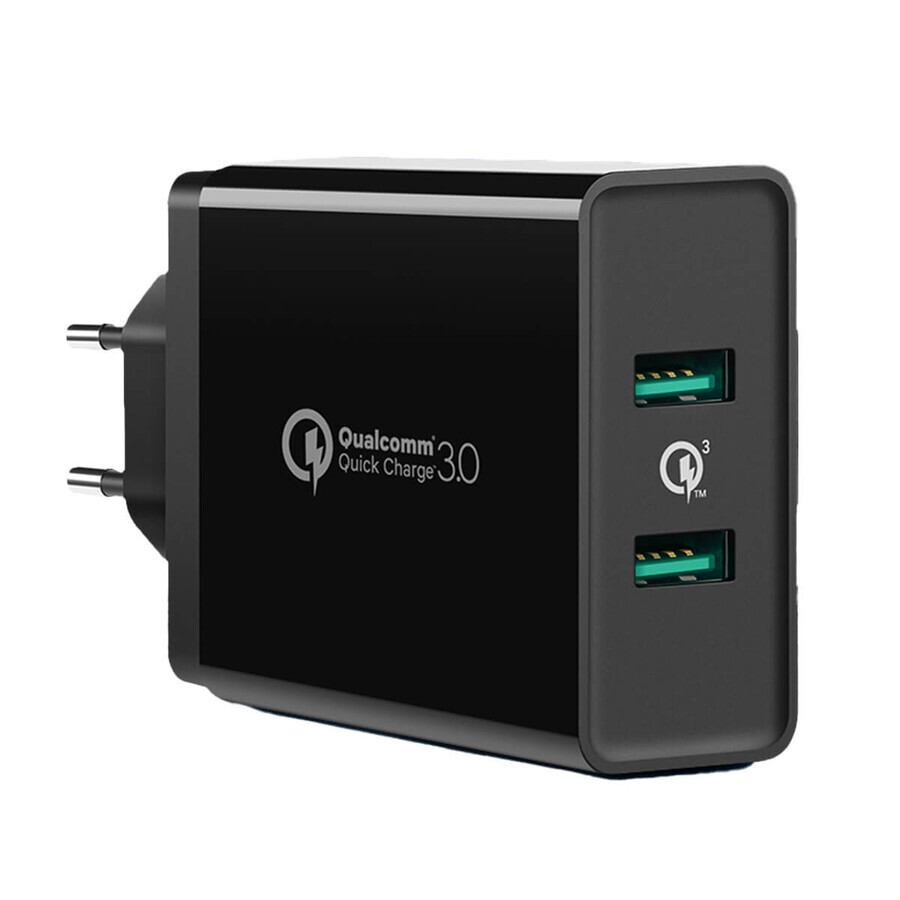 Caricatore di rete Ugreen 2xUSB-A 36W QC3.0 nero (CD161)