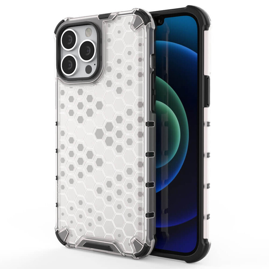 Honeycomb case armored case with gel frame iPhone 13 Pro Max transparent