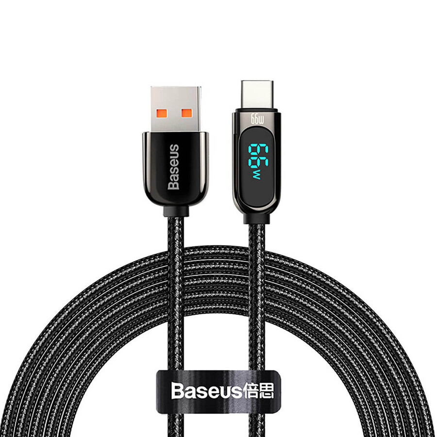 Baseus Display Fast Charging Data USB-A / USB-C 66W cable 1 m - black