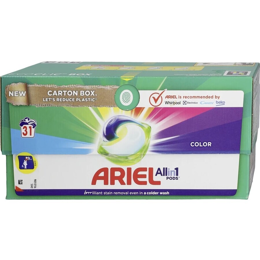 Ariel All in One Pods Capsules for washing colored fabrics, 31 pieces