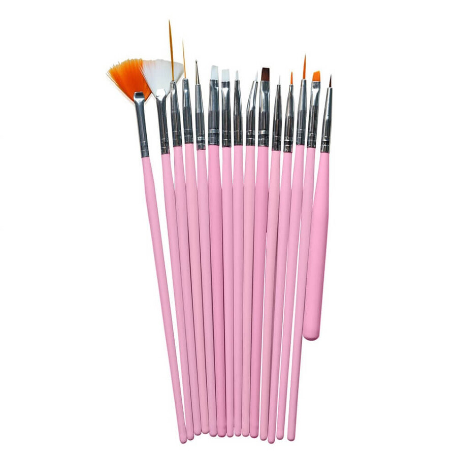 Sunone Nail Decoration Brushes Pink, 15 pieces