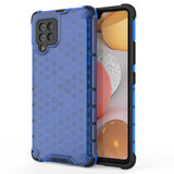 Honingraat gepantserd hoesje met gel frame Samsung Galaxy A42 5G blauw