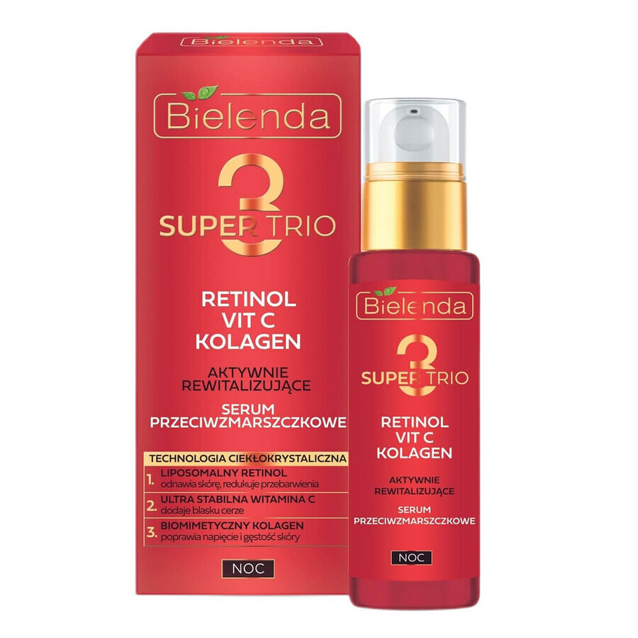 Bielenda Super Trio Active serum revitalizante antiarrugas de noche, 30 ml