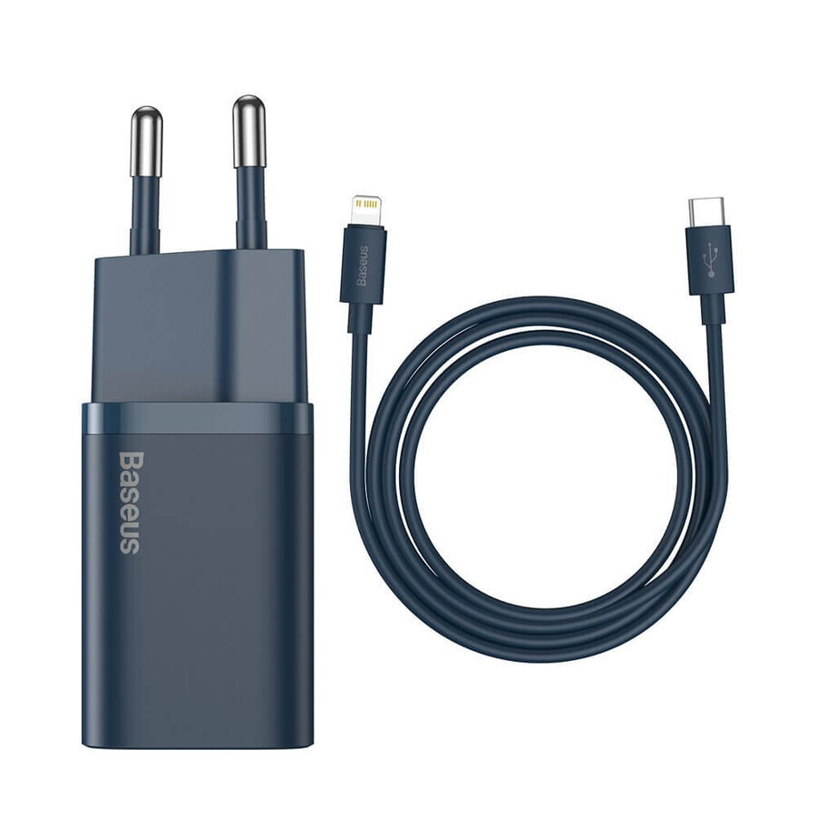 Baseus Super Si 1C USB Type C 20W Power Delivery fast charger + USB Type C - Lightning cable 1m blue (TZCCSUP-B03)