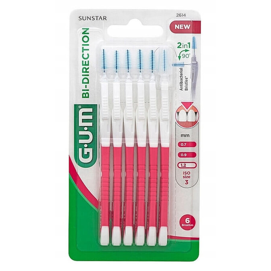 Sunstar Gum Bi-Direction Interdental Brushes Bi-Directional 1.2mm cone, 6 pcs.