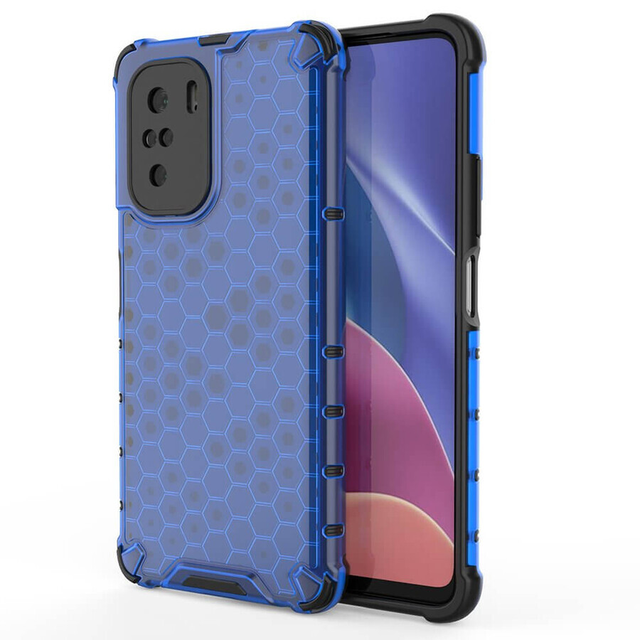 Honeycomb case armored cover with gel frame Xiaomi Redmi K40 Pro+ / K40 Pro / K40 / Poco F3 blue