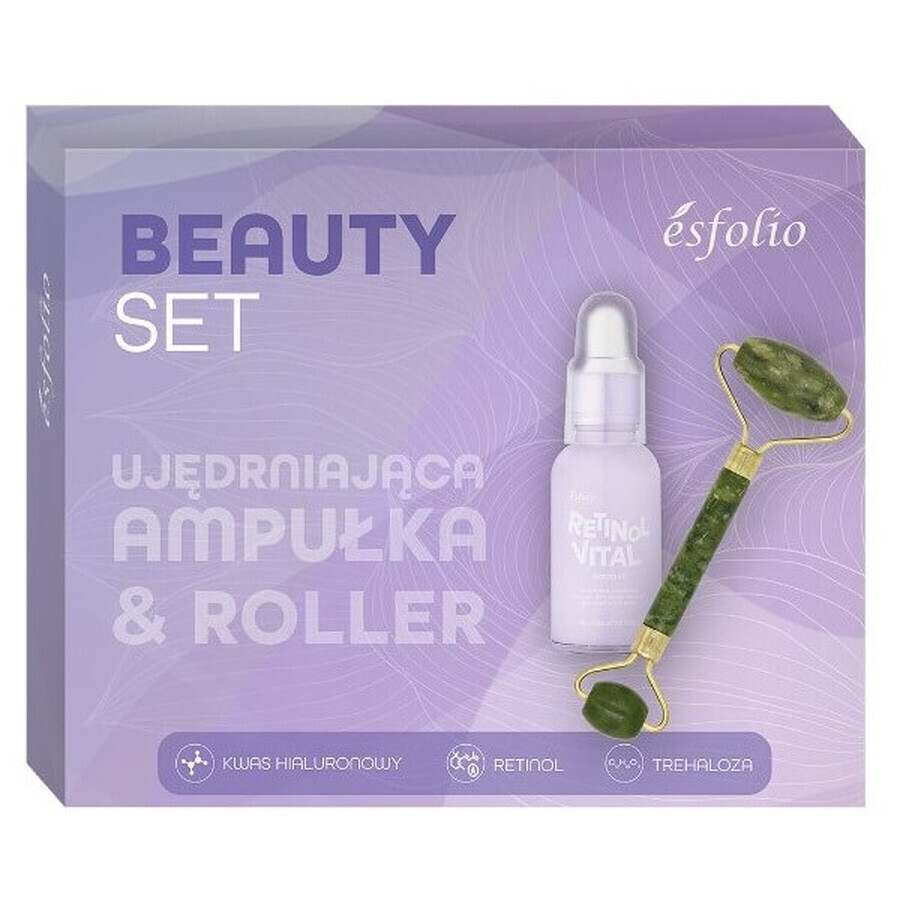 Esfolio Beauty Set Fiala rassodante, 30 ml + rullo di giada